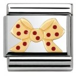 Nomination Stainless Steel, Enamel & 18ct Bow Red Dots Madame Monsieur Charm.