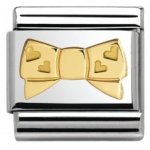 Nomination Stainless Steel & 18ct Bow with Hearts Charm.