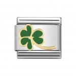 Nomination Classic Clover with Stem Charm 18ct Gold