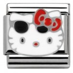 Hello Kitty Nomination Stainless Steel, Enamel & Silver Red Bow & Sunglasses Charm.