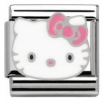 Hello Kitty Nomination Stainless Steel, Enamel & Silver Pink Bow Charm.