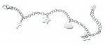 Silver D For Diamond Butterfly, heart, star and cross charm bracelet