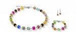 GeoCUBEÂ® Necklace, Bracelet & Earring Set Crystals Malachite Multicolour gold