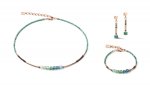 Necklace, Bracelet & Earrings Set GeoCUBEÂ® shades of green-petrol