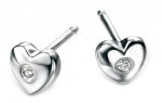 Silver D For Diamond Heart Stud Earrings