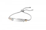 Silver D For Diamond ID Toggle Bracelet With Rose Gold Plated Flowers