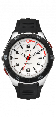 Limit White Dial Water Resistant Black Silicone Strap Watch