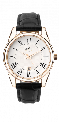 Limit Gents White Dial Black Strap Watch