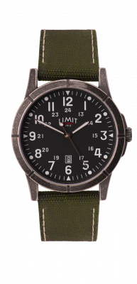 Limit Gents Black Dial Green Strap Watch