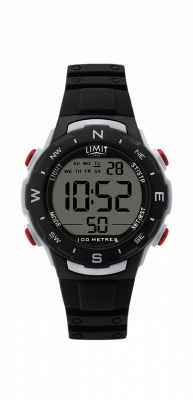 Limit Water Resistant Digital Black Strap Watch