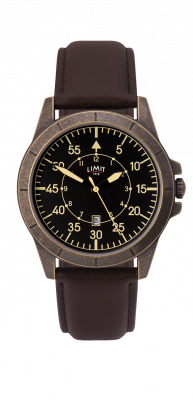 Limit Gents Black Dial Brown Strap Watch