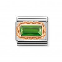 Nomination 9ct Rose Gold Rectangular Green Charm