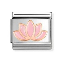 Nomination 9ct Rose Gold & Enamel Pink Lotus Flower Charm