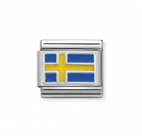 Nomination Silver Shine Enamel Sweden Flag Charm