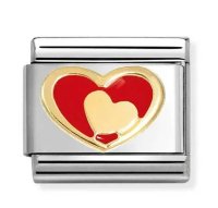 Nomination 18ct Gold in Red Enamel Heart Charm