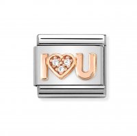 Nomination 9ct Rose white CZ I Heart You Charm