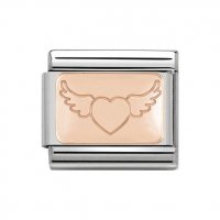 Nomination 9ct Rose Gold Flying Heart Plate Charm.