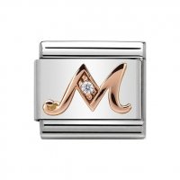 Nomination 9ct Rose Gold CZ set Initial M Charm.