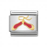 Nomination 18ct & Enamel Ballet Dance Shoes Charm.