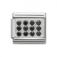 Nomination Silver Cubic zirconia Black Rectangular Pave Classic Charm