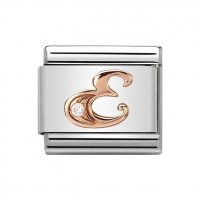 Nomination Rose Gold CZ set Initial E Charm.