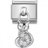 Nomination Drop Silver CZ Cat Charm.