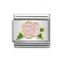 Nomination Stainless Steel, Enamel & 18ct Pink Rose Versailles Madame Monsieur Charm.