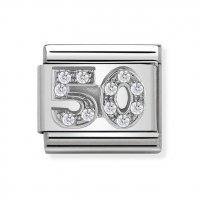 Nomination Silver Shine CZ Number 50 Fifty Charm.