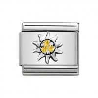 Nomination Stainless Steel & Silver Shine CZ Yellow Sun Charm.