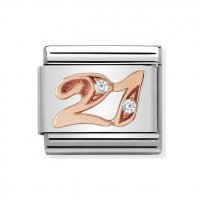 Nomination Number 21 CZ Rose Gold Charm