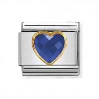 Nomination 18YG CZ Heart Blue Facetted Charm