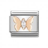 Nomination 9ct Rose butterfly white Charm