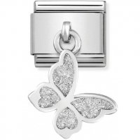 Nomination Glitter Butterfly Dangle Enamel & Silver Charm.