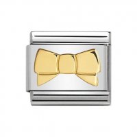 Nomination Stainless Steel & 18ct Gold Plain Bow Charm.