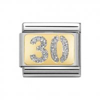 Nomination 18ct Gold 30 Thirty Glitter Plate Charm.