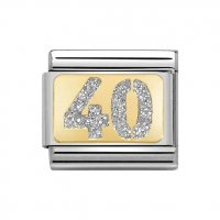 Nomination 18ct Gold 40 Forty Glitter Plate Charm.