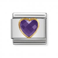Nomination 18YG CZ Heart Purple Facetted Charm