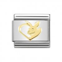 Nomination 18ct Rabbit in Heart of Gold Charm.