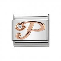 Nomination 9ct Rose Gold CZ set Initial P Charm.