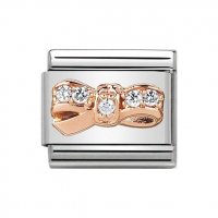 Nomination 9ct Rose Gold CZ White Cherie Bow Charm.