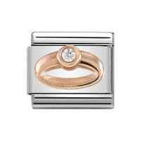 Nomination 9ct Rose Ring White CZ Ring Charm