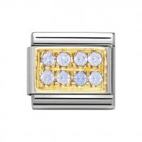 Nomination 18ct Gold CZ set Light Blue Pave Charm.