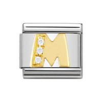 Nomination 18ct Gold CZ set Initial M Charm.
