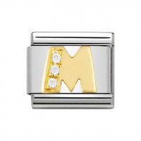 Nomination 18ct Gold CZ set Initial M Charm.