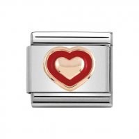 Nomination 9ct Rose Gold & Red Border Enamel Heart Charm