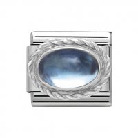 Nomination Silver Oval shaped Blue Topaz Charm