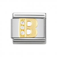 Nomination 18ct Gold CZ set Initial B Charm.