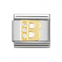 Nomination 18ct Gold CZ set Initial B Charm.