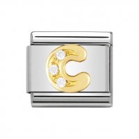 Nomination 18ct Gold CZ set Initial C Charm.