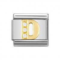 Nomination 18ct Gold CZ set Initial D Charm.